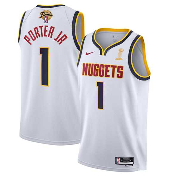 Mens Denver Nuggets #1 Michael Porter Jr. White 2023 Finals Association Edition Stitched Basketball Jersey